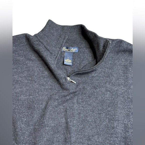 Garret Scott Extra Fine Merino Wool V-neck Sweater Beige - Mens Size L - Picture 10 of 10